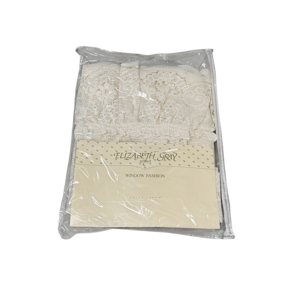 Vintage Elizabeth Gray Eggshell Lace Amboise Insert Valance Curtain Panel‎ 46X14